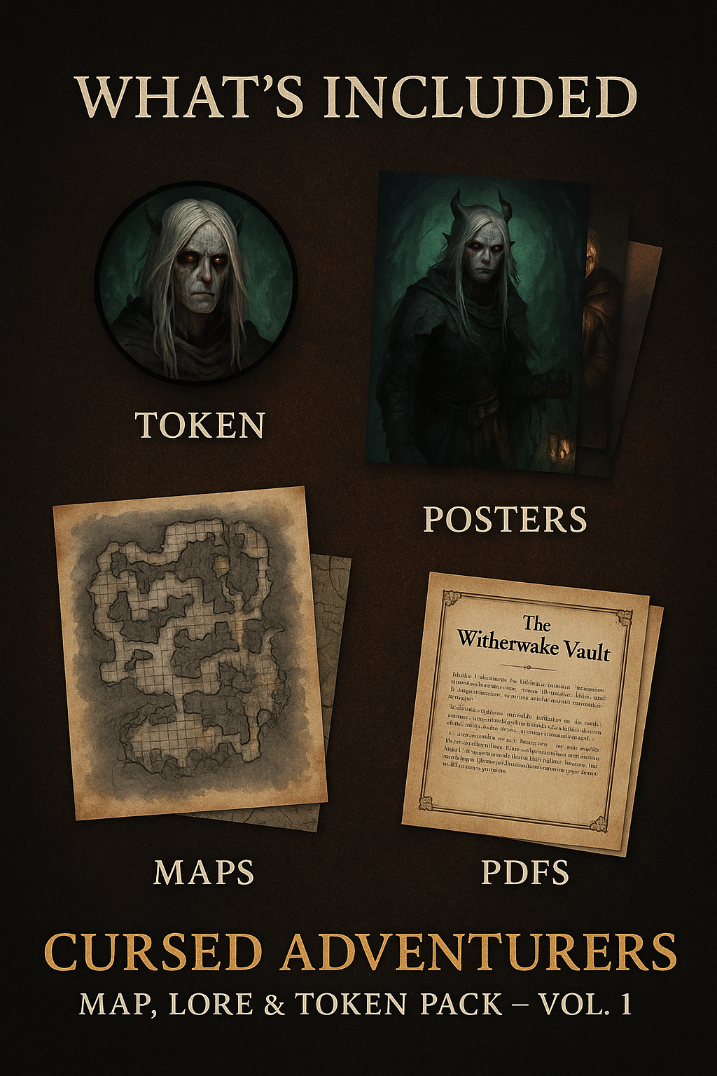 Cursed Adventurers: Map, Lore & Token Pack – Vol. 1
