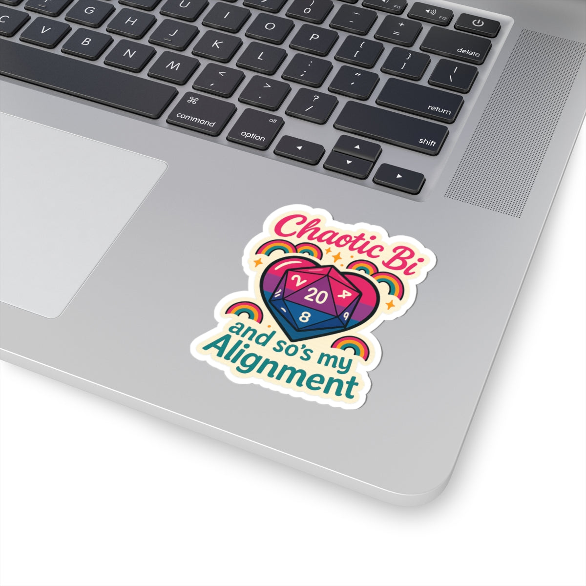 Chaotic Bi, and So’s My Alignment – D20 Pride Die Cut Sticker