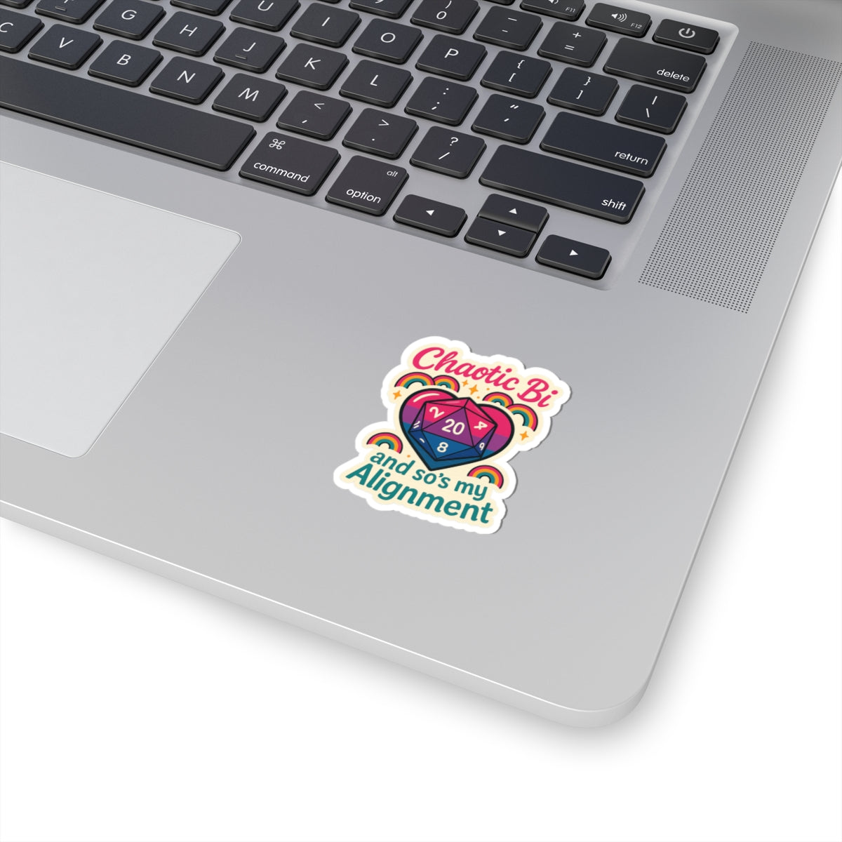 Chaotic Bi, and So’s My Alignment – D20 Pride Die Cut Sticker