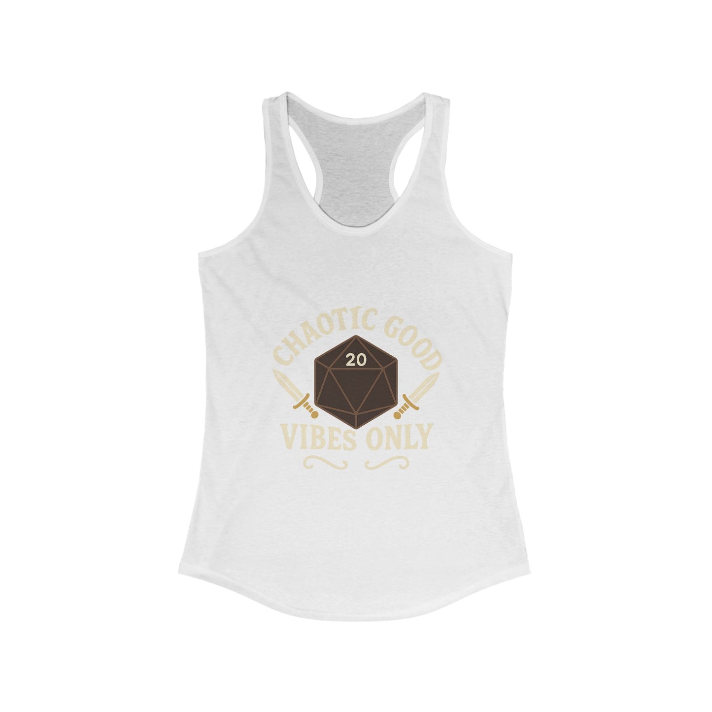 Chaotic Good Vibes Only – D20 Sword Emblem Design Razorback Tank