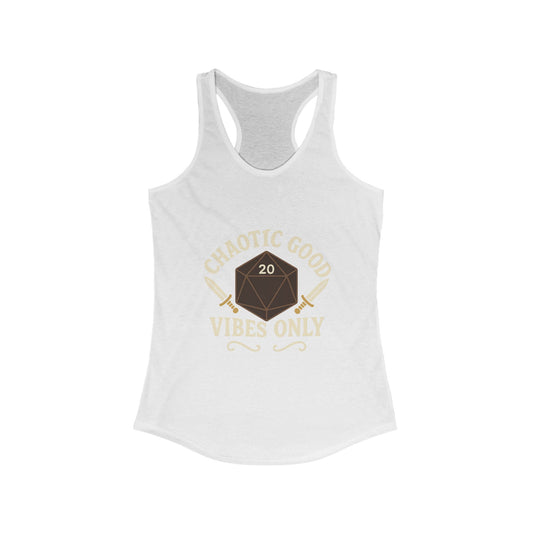 Chaotic Good Vibes Only – D20 Sword Emblem Design Razorback Tank