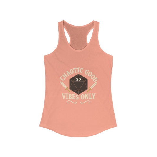 Chaotic Good Vibes Only – D20 Sword Emblem Design Razorback Tank