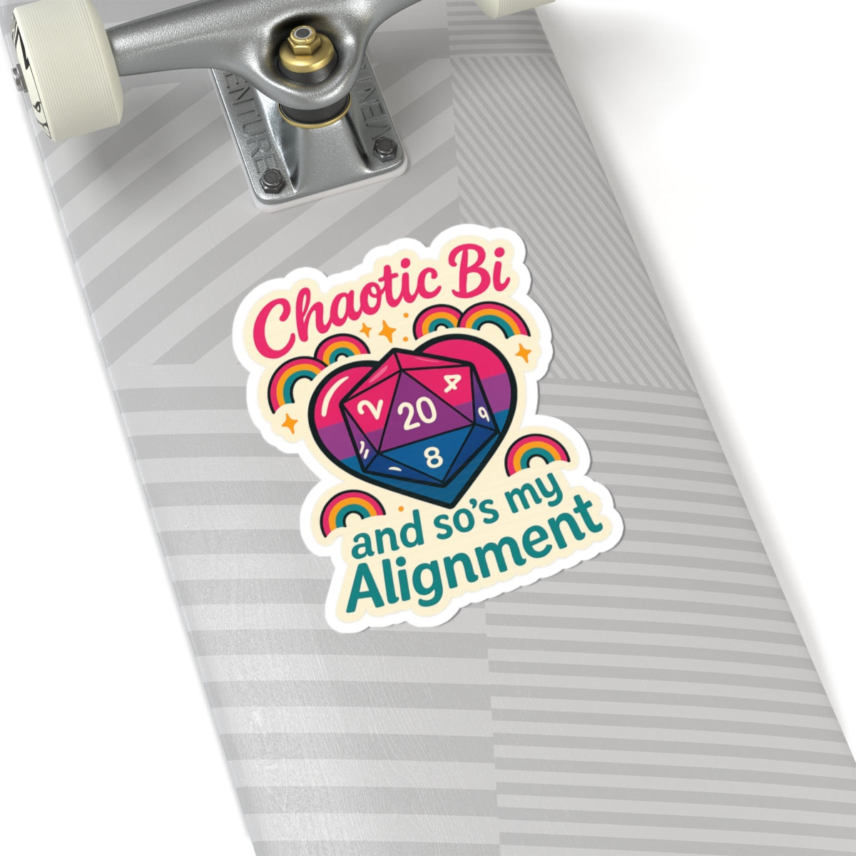Chaotic Bi, and So’s My Alignment – D20 Pride Die Cut Sticker