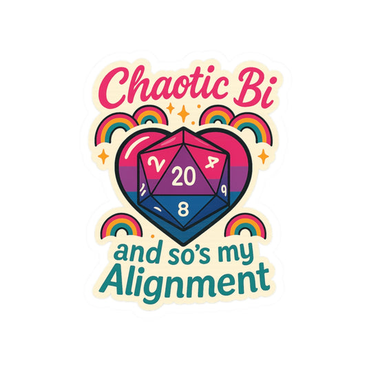 Chaotic Bi, and So’s My Alignment – D20 Pride Die Cut Sticker