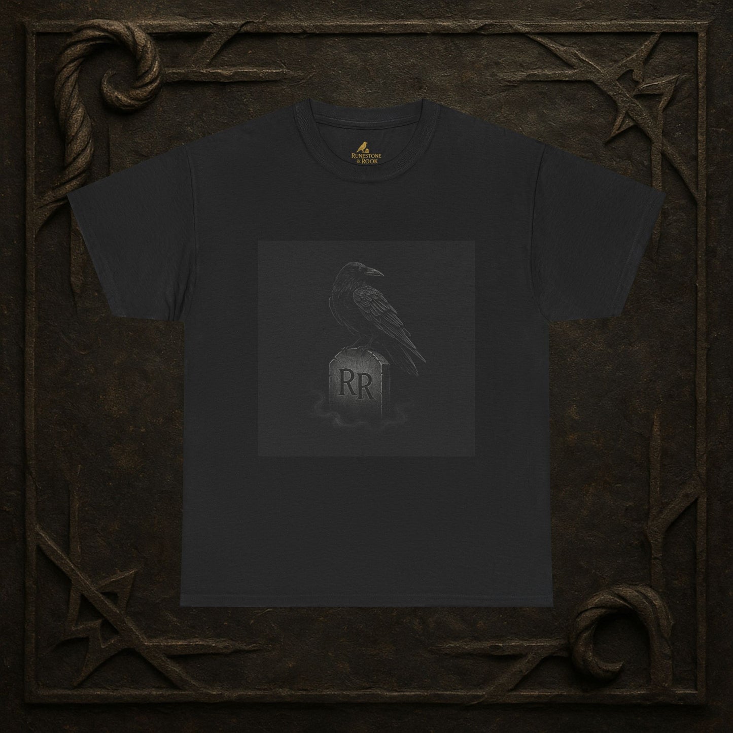 Raven’s Omen – Dark Fantasy Tombstone Tee